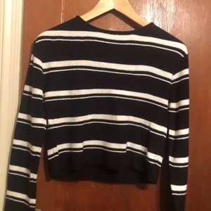 Kids black and white striped crop sweater